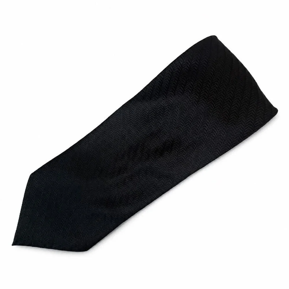 Mens Black Herringbone Pre Tied Zipper Tie Adjustable Easy Zip Necktie 20 Inch
